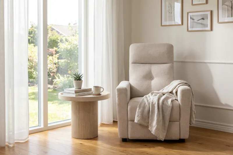 Leia Manuell Reclinerfåtölj i Tyg - Beige - Möbler - Fåtölj & stolar - Fåtölj - Biofåtölj & reclinerfåtölj