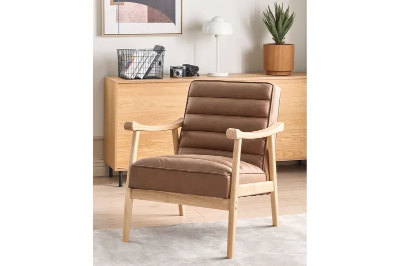 Fåtölj Leknes - Brunt, ljust trä - Möbler - Fåtölj & stolar - Fåtölj