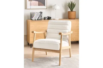 Fåtölj Leknes - Vit, ljust trä - Möbler - Fåtölj & stolar - Fåtölj