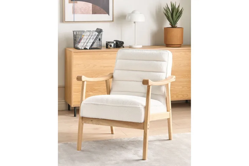 Fåtölj Leknes - Vit, ljust trä - Möbler - Fåtölj & stolar - Fåtölj