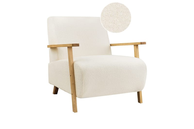 Fåtölj Lesja - Beige, ljust trä/Bouclé - Möbler - Fåtölj & stolar - Fåtölj