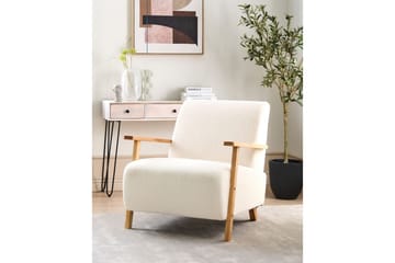 Fåtölj Lesja - Beige, ljust trä/Bouclé - Möbler - Fåtölj & stolar - Fåtölj