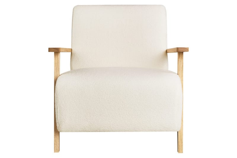Fåtölj Lesja - Beige, ljust trä/Bouclé - Möbler - Fåtölj & stolar - Fåtölj