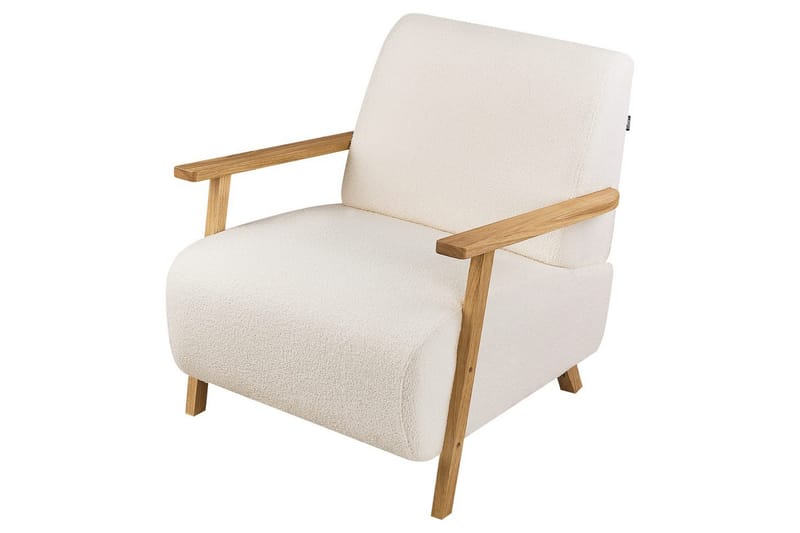 Fåtölj Lesja - Beige, ljust trä/Bouclé - Möbler - Fåtölj & stolar - Fåtölj