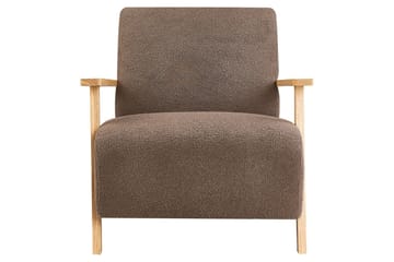 Fåtölj Lesja - Brunt, ljust trä/Bouclé - Möbler - Fåtölj & stolar - Fåtölj