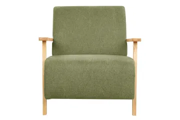 Fåtölj Lesja - Grönt, ljust trä/Polyester - Möbler - Fåtölj & stolar - Fåtölj