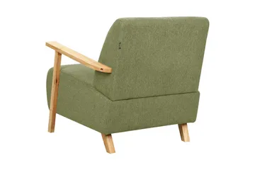 Fåtölj Lesja - Grönt, ljust trä/Polyester - Möbler - Fåtölj & stolar - Fåtölj