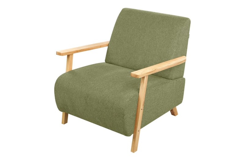 Fåtölj Lesja - Grönt, ljust trä/Polyester - Möbler - Fåtölj & stolar - Fåtölj