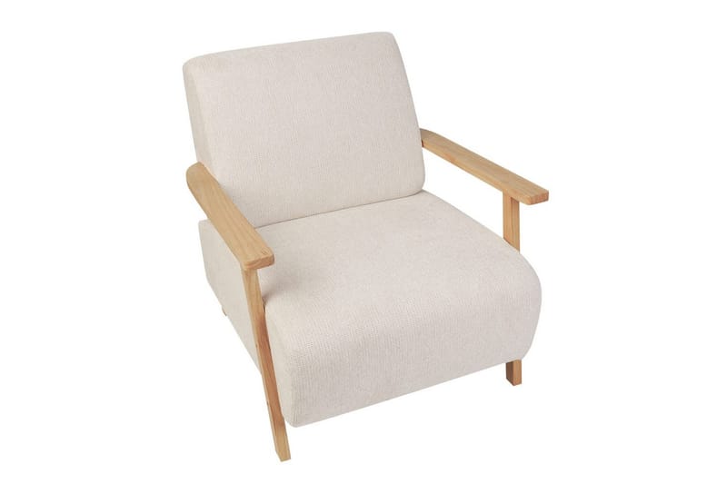 Fåtölj Lesja - Ljusbeige, ljust trä/Polyester - Möbler - Fåtölj & stolar - Fåtölj