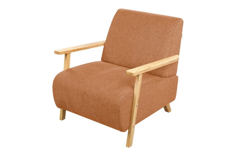 Fåtölj Lesja - Orange, ljust trä/Polyester - Möbler - Fåtölj & stolar - Fåtölj