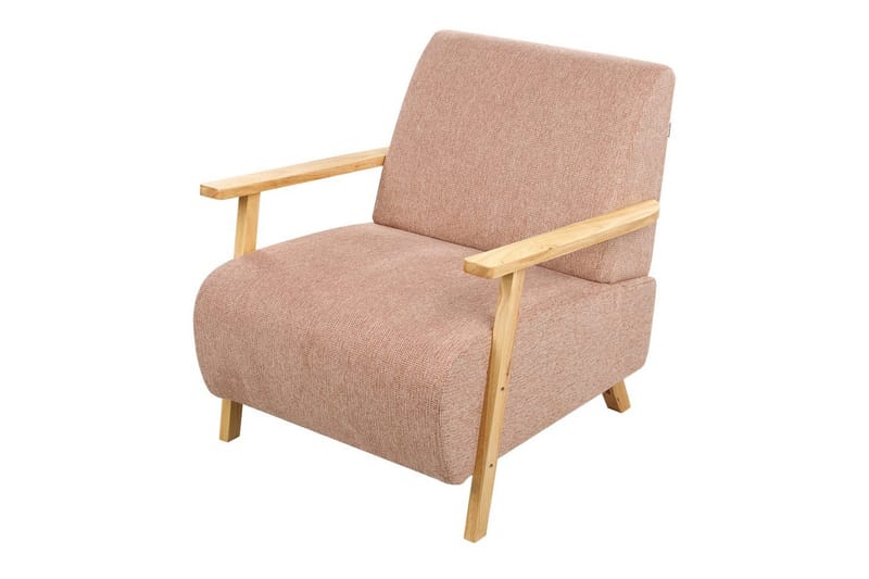 Fåtölj Lesja - Rosa, ljust trä/Polyester - Möbler - Fåtölj & stolar - Fåtölj