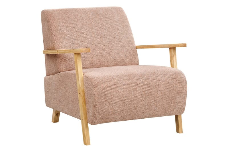Fåtölj Lesja - Rosa, ljust trä/Polyester - Möbler - Fåtölj & stolar - Fåtölj