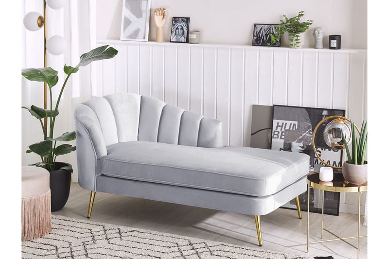 Allier Schäslong Vänster - Sammet/Grå - Möbler - Fåtölj & stolar - Fåtölj - Liggfåtölj