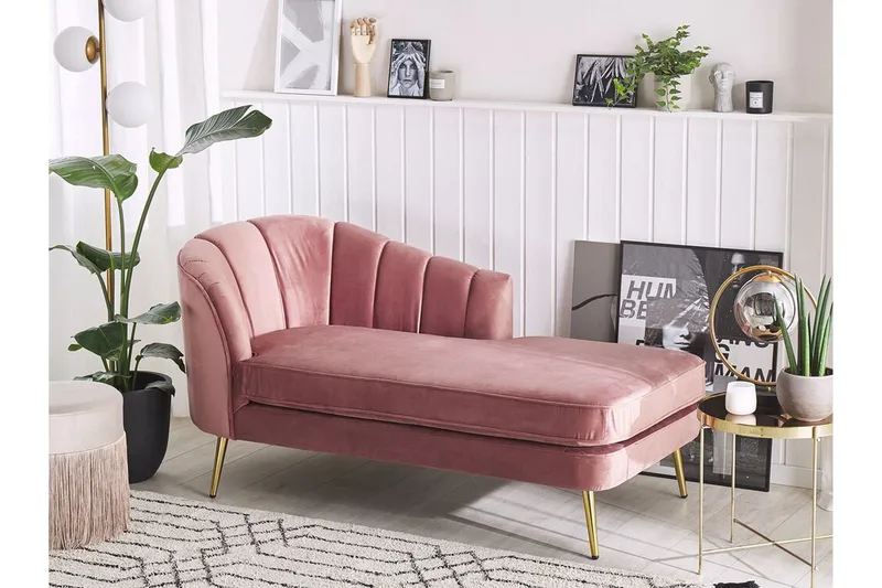 Allier Schäslong Vänster - Sammet/Rosa - Möbler - Fåtölj & stolar - Fåtölj - Liggfåtölj
