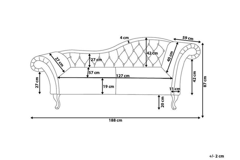 Lattes Höger Rak Dagbädd 188 cm i Tyg - Rosa - Möbler - Soffa - Dagbädd