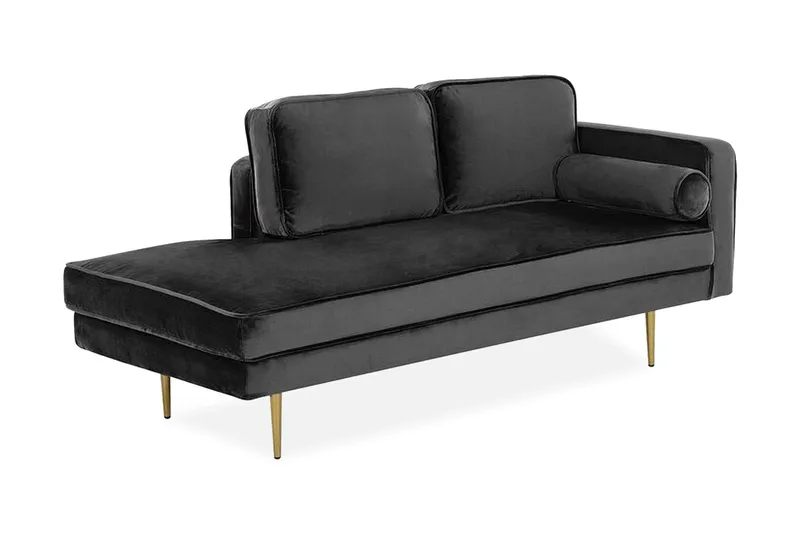 Llanfach Schäslong Höger Sammet, Svart