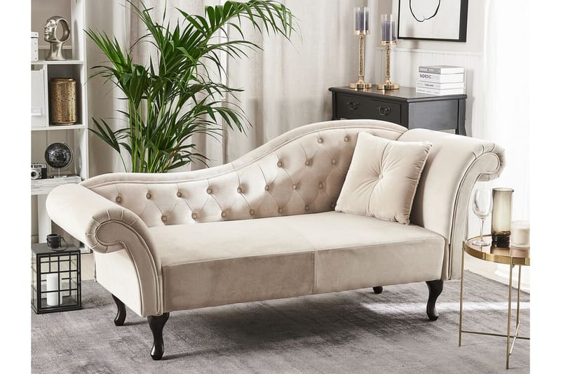 Schäslong Estanove Höger - Sammet/Beige - Möbler - Fåtölj & stolar - Fåtölj - Liggfåtölj