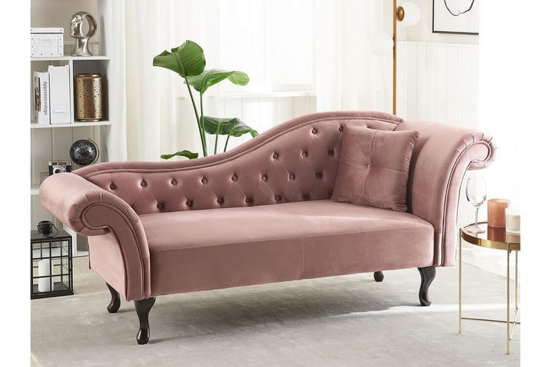 Schäslong Estanove Höger - Sammet/Rosa - Möbler - Fåtölj & stolar - Fåtölj - Liggfåtölj