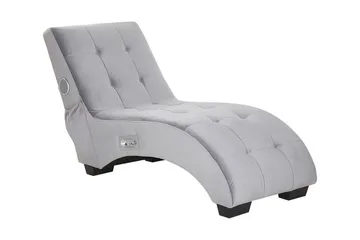 Volans Schäslong med Bluetooth-högtalare - Sammet/Grå - Möbler - Fåtölj & stolar - Fåtölj - Liggfåtölj