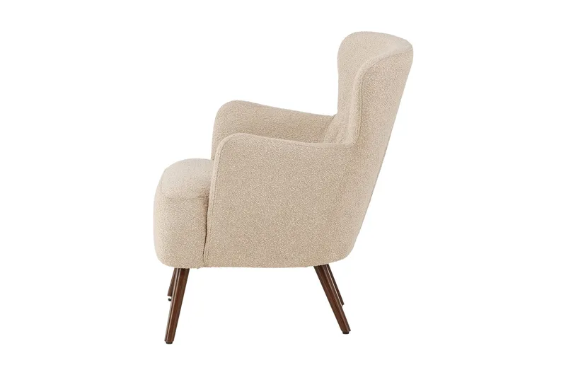 Lincoln Fåtölj i Boucle med Träben - Beige - Möbler - Fåtölj & stolar - Fåtölj