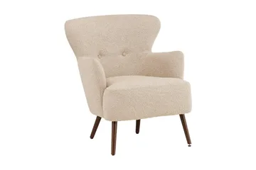 Lincoln Fåtölj i Boucle med Träben - Beige - Möbler - Fåtölj & stolar - Fåtölj
