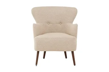 Lincoln Fåtölj i Boucle med Träben - Beige - Möbler - Fåtölj & stolar - Fåtölj