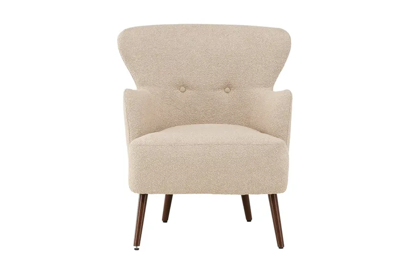 Lincoln Fåtölj i Boucle med Träben - Beige - Möbler - Fåtölj & stolar - Fåtölj