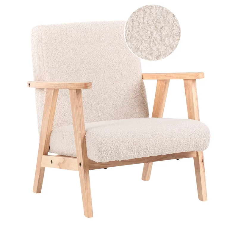 Fåtölj Linde, Beige, ljust trä