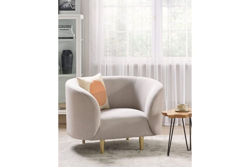 Fåtölj Loen - Beige, guld/Polyester - Möbler - Fåtölj & stolar - Fåtölj