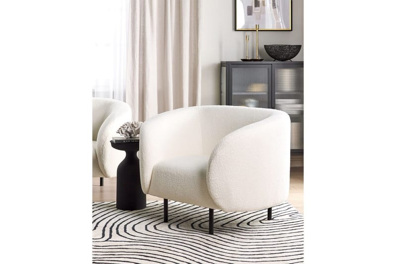 Fåtölj Loen - Vit, Svart/Bouclé - Möbler - Fåtölj & stolar - Fåtölj