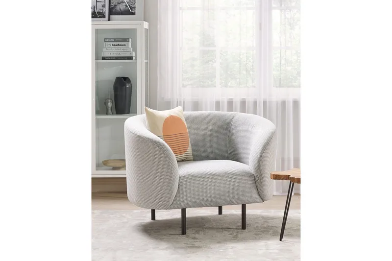 Fåtölj Loen - Vit, Svart/Polyester - Möbler - Fåtölj & stolar - Fåtölj