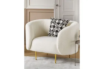 Fåtölj Loen - Vitt, guld/Bouclé - Möbler - Fåtölj & stolar - Fåtölj