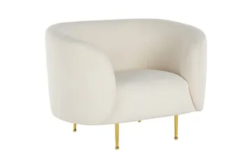 Fåtölj Loen - Vitt, guld/Bouclé - Möbler - Fåtölj & stolar - Fåtölj