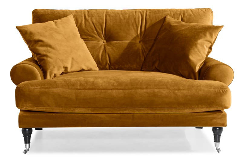 Loveseat Webber Sammet - Amber|Krom - Möbler - Fåtölj & stolar - Fåtölj - Sammetsfåtölj