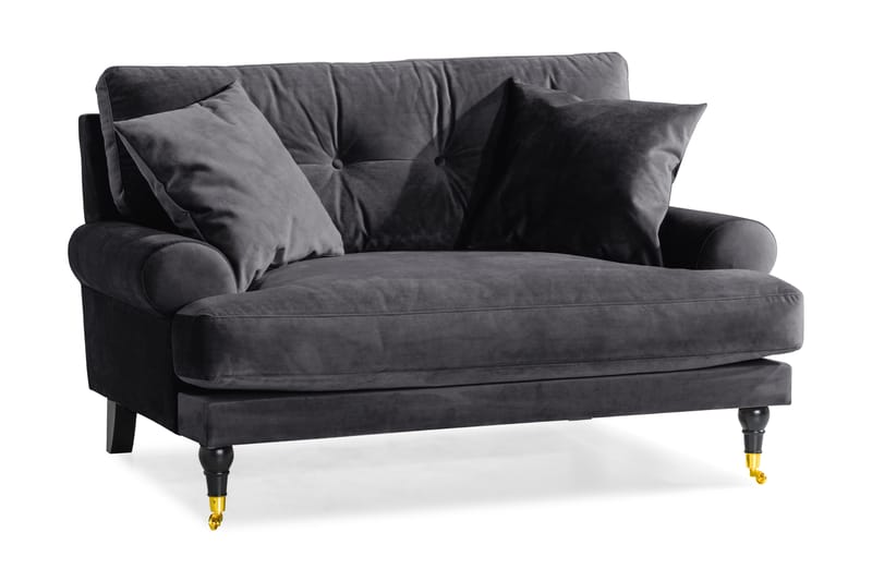 Loveseat Webber Sammet - Mörkgrå|Mässing - Möbler - Fåtölj & stolar - Fåtölj - Sammetsfåtölj