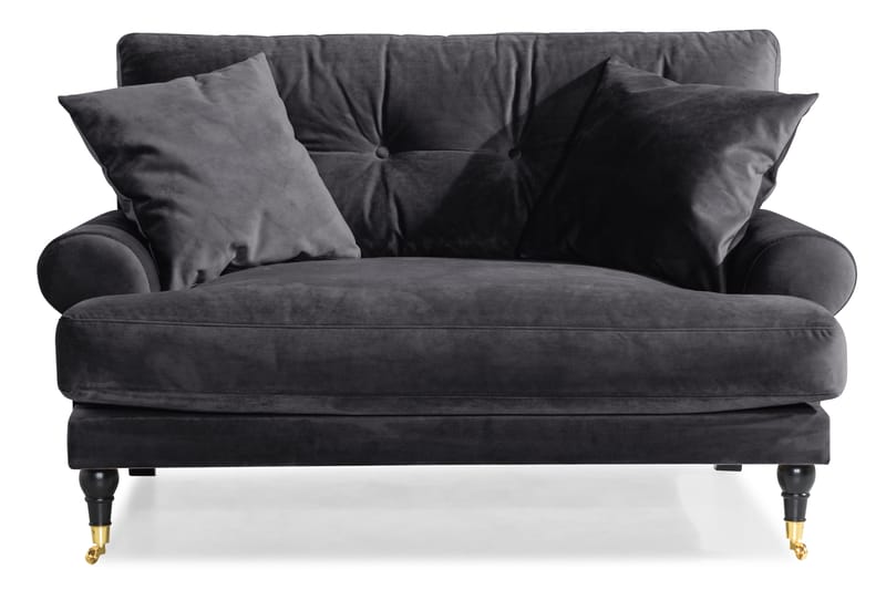 Loveseat Webber Sammet - Mörkgrå|Mässing - Möbler - Fåtölj & stolar - Fåtölj - Sammetsfåtölj