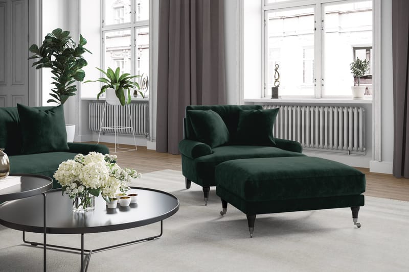 Loveseat Webber Sammet - Mörkgrön|Krom - Möbler - Fåtölj & stolar - Fåtölj - Sammetsfåtölj