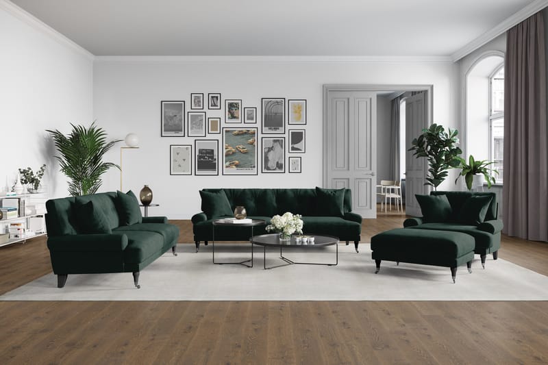 Loveseat Webber Sammet - Mörkgrön|Krom - Möbler - Fåtölj & stolar - Fåtölj - Sammetsfåtölj