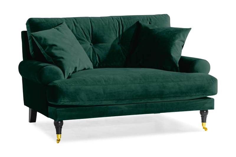 Loveseat Webber Sammet - Mörkgrön|Mässing - Möbler - Fåtölj & stolar - Fåtölj - Sammetsfåtölj