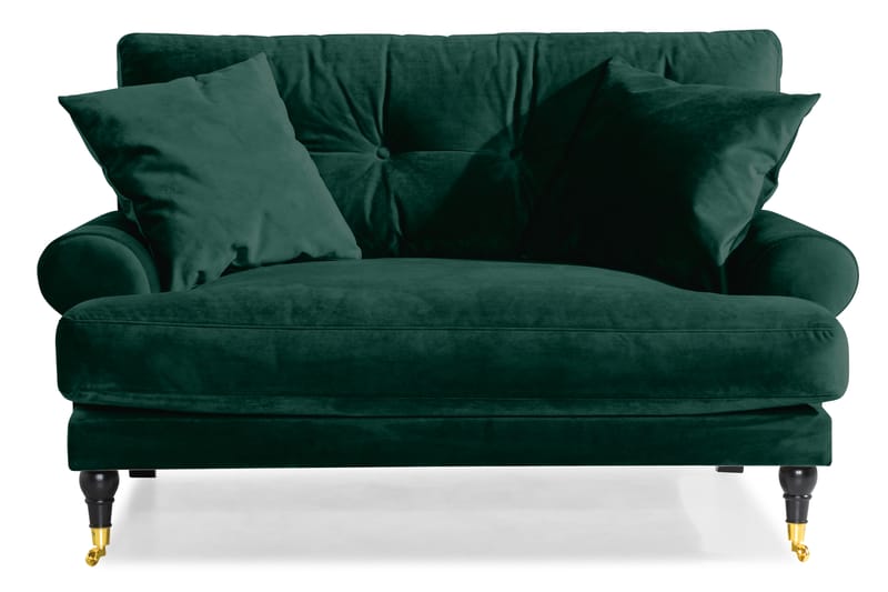 Loveseat Webber Sammet - Mörkgrön|Mässing - Möbler - Fåtölj & stolar - Fåtölj - Sammetsfåtölj