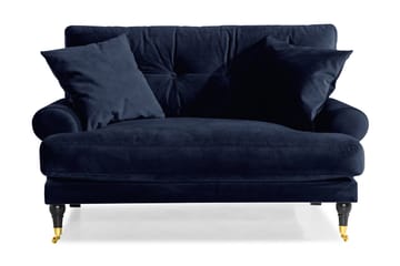 Loveseat Webber Sammet - Midnattsblå|Mässing - Möbler - Fåtölj & stolar - Fåtölj