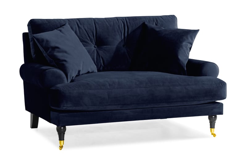 Loveseat Webber Sammet - Midnattsblå|Mässing - Möbler - Fåtölj & stolar - Fåtölj