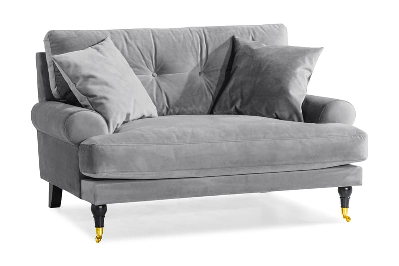 Loveseat Webber Sammet - Silvergrå|Mässing - Möbler - Fåtölj & stolar - Fåtölj - Sammetsfåtölj