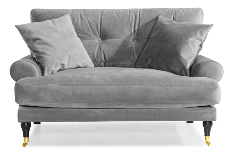 Loveseat Webber Sammet - Silvergrå|Mässing - Möbler - Fåtölj & stolar - Fåtölj - Sammetsfåtölj
