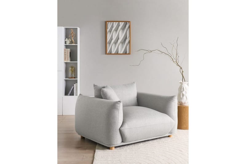 Fåtölj Luvos - Grå, ljust trä - Möbler - Fåtölj & stolar - Fåtölj