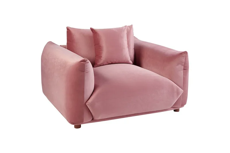 Fåtölj Luvos, Rosa, mörkt trä