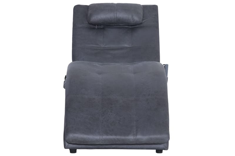 Massageschäslong med kudde grå konstmocka - Grå - Massagestol & massagefåtölj