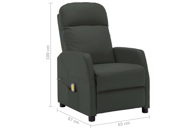 Massagefåtölj antracit konstläder - Grå - Skinnfåtölj & läderfåtölj - Massagestol & massagefåtölj