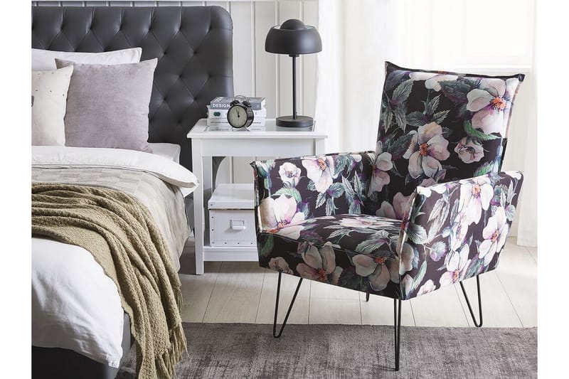 Fåtölj Mejlby Blommig - Svart - Fåtölj