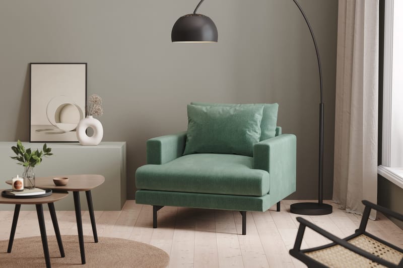 Menard Fåtölj - Grön - Möbler - Fåtölj & stolar - Fåtölj - Sammetsfåtölj